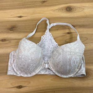 Victoria’s Secret nude printed racerback lace bra